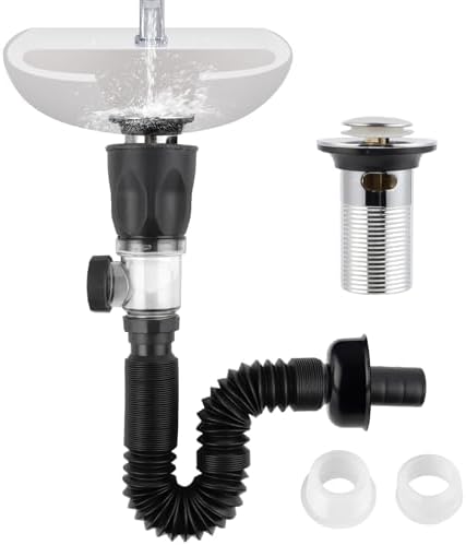 Bathroom Sink Drain Kit, Sink Drain Pipe with Hair Catcher Strainer