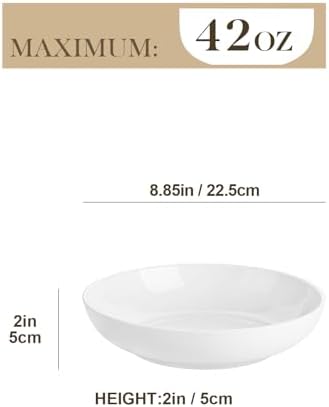 MALACASA 8.85" Large Pasta Bowls, 42 OZ Wide Shallow Salad Bowls