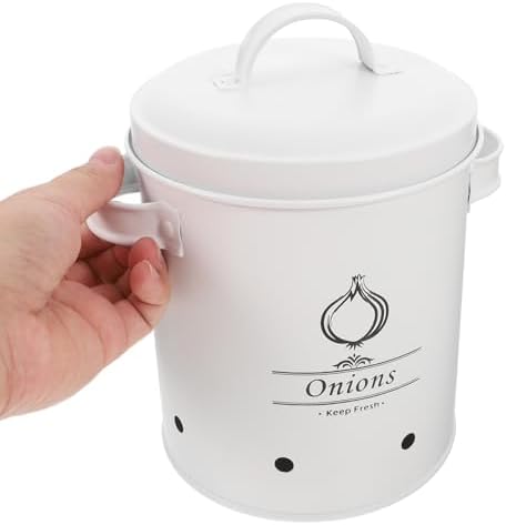 2Pcs White Iron Onion Potato Garlic Storage Bins, Kitchen Canisters