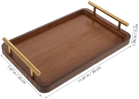 Tea Serving Tray Rectangular Wooden with Handle for Home Use