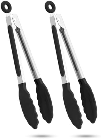 2-Pack of 9" (Small) & 12" (Large) Kitchen Tongs Set: Non-Stick