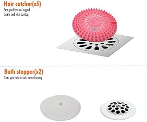 Gadgetime USA Hair Catcher & Drain Cover Set 7pcs - Silicone Hair