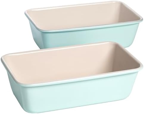 Tasty Clean Ceramic Loaf Pan Set, 2-Pack of 9-Inch x 5-Inch Cake Pans