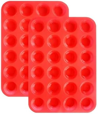 Silicone Mini Muffin & Cupcake Baking Pan, Non Stick 24 Cup Silicone
