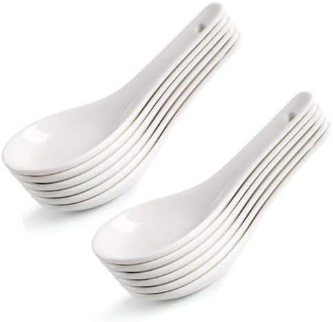 Soup Spoons Asian Ceramic Spoons Set of 12 for Corelle Pho Miso Wonton