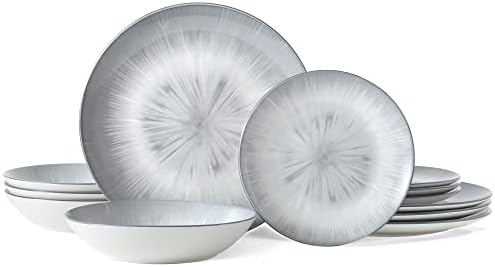 Bestone Porcelain Dinnerware Sets Service for 4, 12 pcs Hand drawn