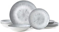 Bestone Porcelain Dinnerware Sets Service for 4, 12 pcs Hand drawn