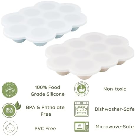 PandaEar 2 Pack Baby Food Freezer Tray with Lids, Silicone Baby Food