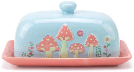 Ceramic Butter Dish with Lid for Countertop, Butter Holder, Cottage