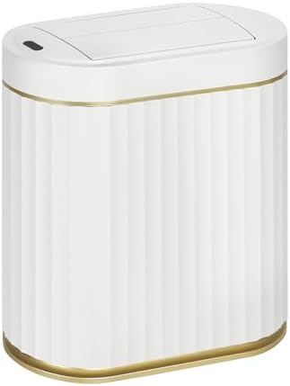 SYNCVIBE Bathroom Sensor Trash Can, 2 Gallon, White Gold