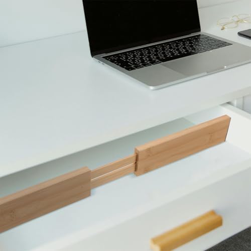 2pcs Adjustable Bamboo Drawer Divider for Kitchen Flatware