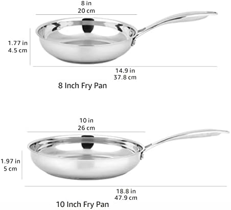 Amazon Basics Stainless Steel Frying Pan Set, Induction Compatible