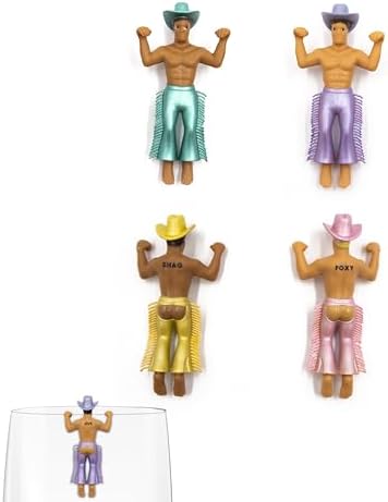 NPW Drinking Buddies Disco Cowboys Drink Markers & Wine Glass Charms