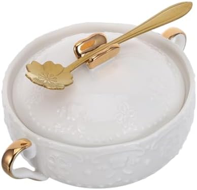 BESTOYARD Ceramic Dessert Bowl Double Handles 6.29X4.09X3.34in