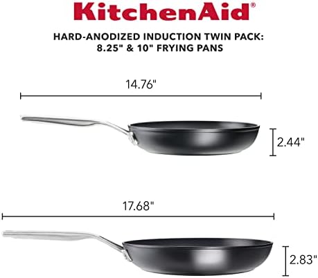 KitchenAid Hard-Anodized Induction Nonstick Frying Pan Set, 2-Piece, Black