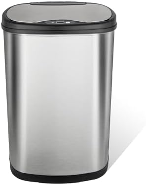 Ninestars 13 Gallon Oval Touchless Stainless Steel Trash Can