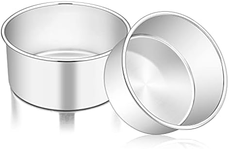 TeamFar 6 Inch Cake Pan, 6” x 3” Stainless Steel Round Baking Pan Set