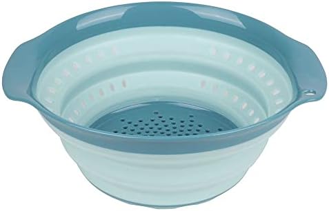 Collapsible Colander, Silicone Food Strainer with Plastic Handles