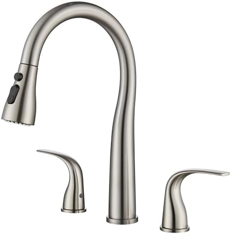 TIORIY 3 Hole Kitchen Faucet with Pull Down Sprayer