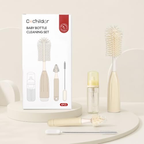 Baby Bottle Brush with Push-Press Foam Design, Silicone Bottle Brush