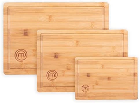 MasterChef Wooden Cutting Boards for Kitchen, Bamboo Cutting Board Set
