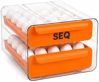 SEQ Egg Holder for Refrigerator, 32 Egg 2-Tier Pull-Out Drawer Egg