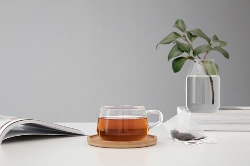 VIVA Classic Glass Coffee Mug or Tea Cup and Saucer Made of Bamboo