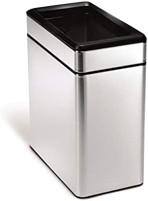 simplehuman Slim Open Trash Can, 10L, Stainless Steel