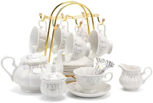 CHENP.HMC Tea Set 22-Piece Porcelain Ceramic Coffee Tea Gift Sets Cups