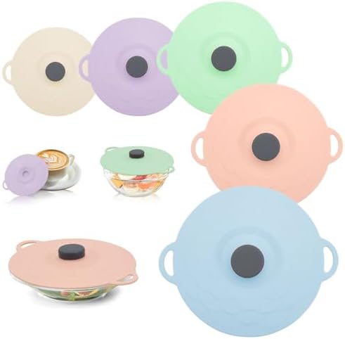 5 Pack Silicone Food Storage Lids, 5 Sizes