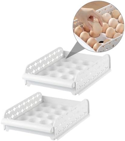 2pcs Drawer Type Plastic Egg Box for Fridge Storage Organizer