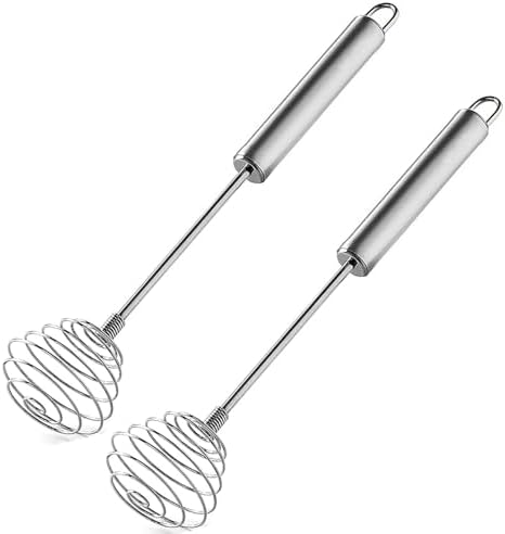 Stainless Steel Spring Coil Whisk Set 2 Pack, Wire Whip Egg Beater