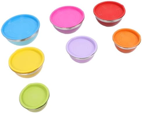 7PCS Stainless Steel Mixing Bowl Set Safe Lids for Food Freshness