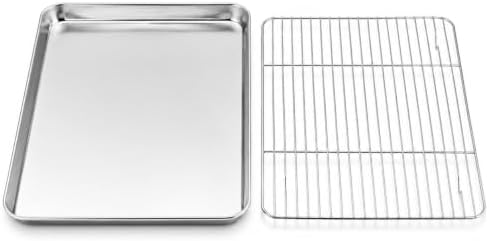 Onader 9x13IN Stainless Steel Quarter Cookie Sheet Pan with Wire Rack