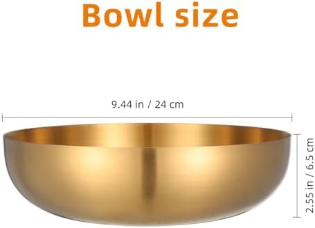 IMIKEYA Salad Bowl Gold Stainless Steel 9.5 Inch Multi-Function