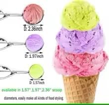 Stainless Steel Ice Cream Scoopers, Set of 3 - For Cookie Dough