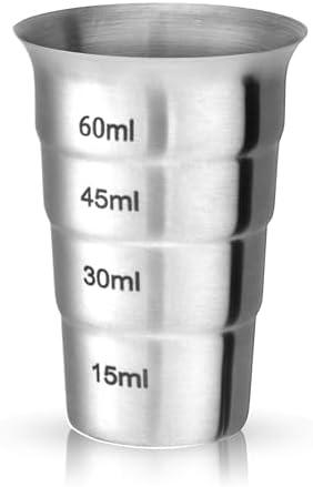 Innovine Stepped Jigger, Durable Satin Metal Finish Drink Measuring