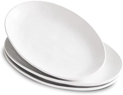 Ceramic Serving Platters, 12" White Serving Dishes, Dinner Plates, Set