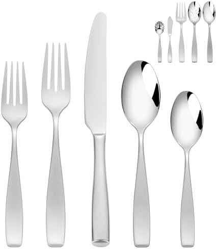 70 Piece Stainless Steel Silverware Set for 12 with 2 Serving Utensils