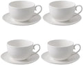 12 oz Cappuccino Cups with Saucers, Ceramic Coffee Cups Set of 4