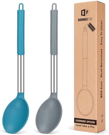 BUNDLEPRO Silicone Cooking Spoons for Nonstick Cookware, 2 Pack