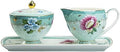 Gracie China Fantastic Green Porcelain 3-Piece Sugar, Creamer And Tray