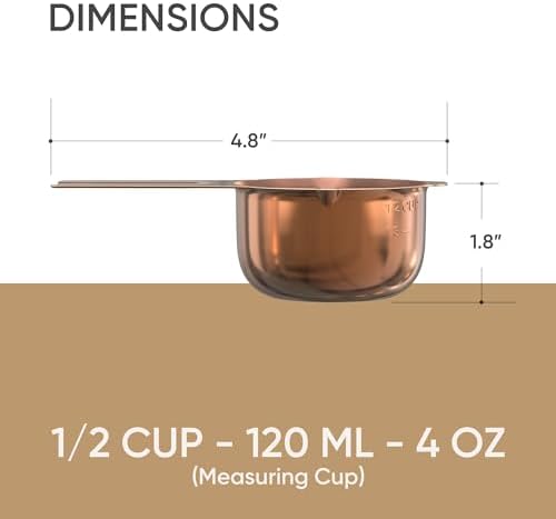 Color Up 1⁄2 Cup Measuring Cup (120 ml) – Premium Copper Stainless