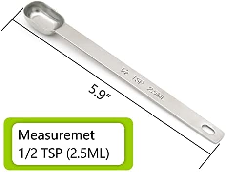 3PCS 1/2TSP(2.5ML) Measuring Spoon, Stainless Steel Long Handle
