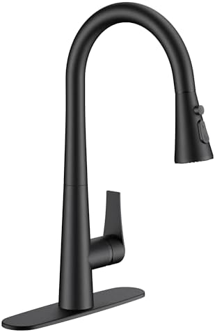 FORIOUS Black Kitchen Faucet with Pull-Down Sprayer
