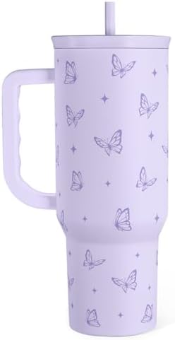 Butterfly Gifts for Women, Purple Butterfly Tumbler with Handle