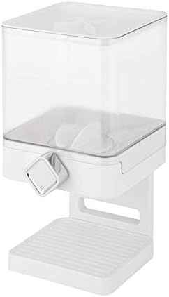 Zevro Compact Dry Food Dispenser, Single Control, White/Chrome