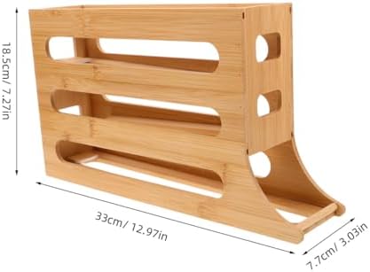 Toddmomy Automatic Rolling Egg Holder Box 4 Tier Wooden Drawer