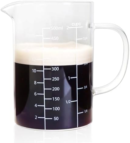 Glass Measuring Cup with Handle, 500 ML High Borosilicate Glass Three