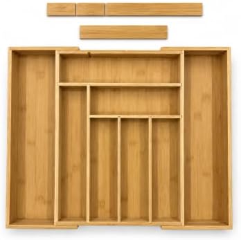 Expandable Bamboo Drawer Organizer for Kitchen – Adjustable Cutlery